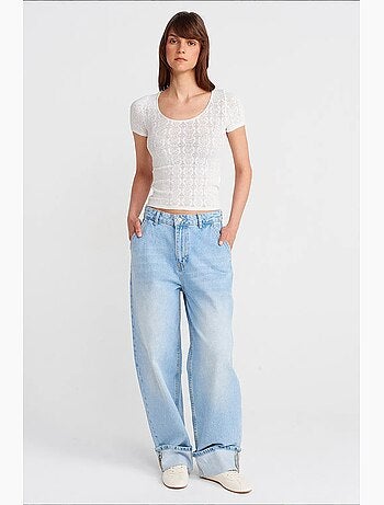 T-shirt ajusté côtelé texturé manches courtes dilvin