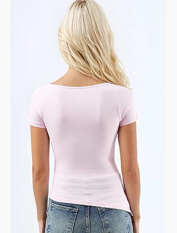 T-shirt ajusté détail fente drapé manches courtes busem