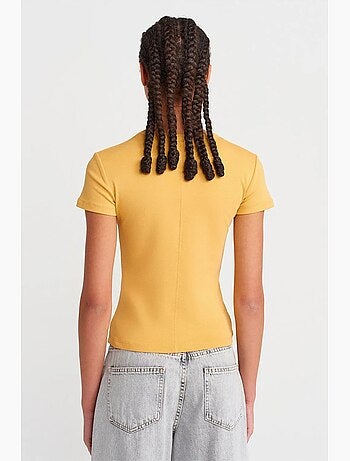 T-shirt ajusté en coton à col v dilvin