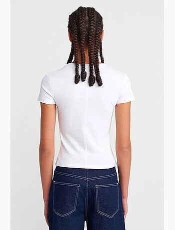 T-shirt ajusté en coton à col v dilvin