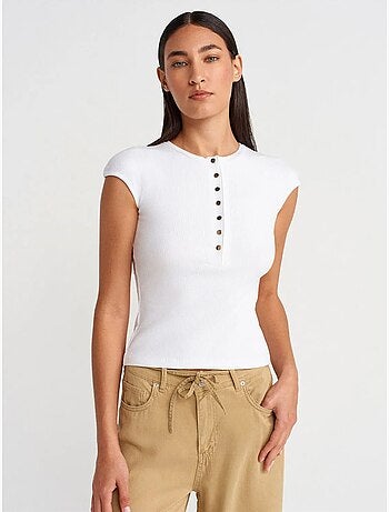 T-shirt Ajusté En Jersey De Coton À Col Rond