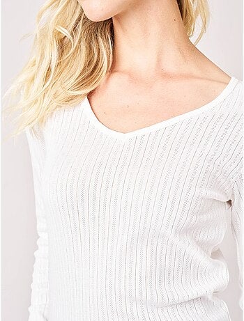 T-shirt ajusté femme en 100% coton côtelé 'deeluxe'