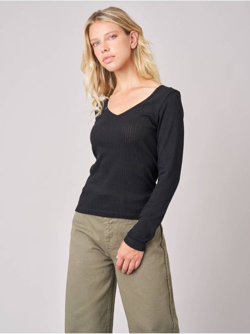 T-shirt ajusté femme en 100% coton côtelé 'deeluxe' - Kiabi T-shirt ajusté femme en 100% coton côtelé 'deeluxe' - Kiabi