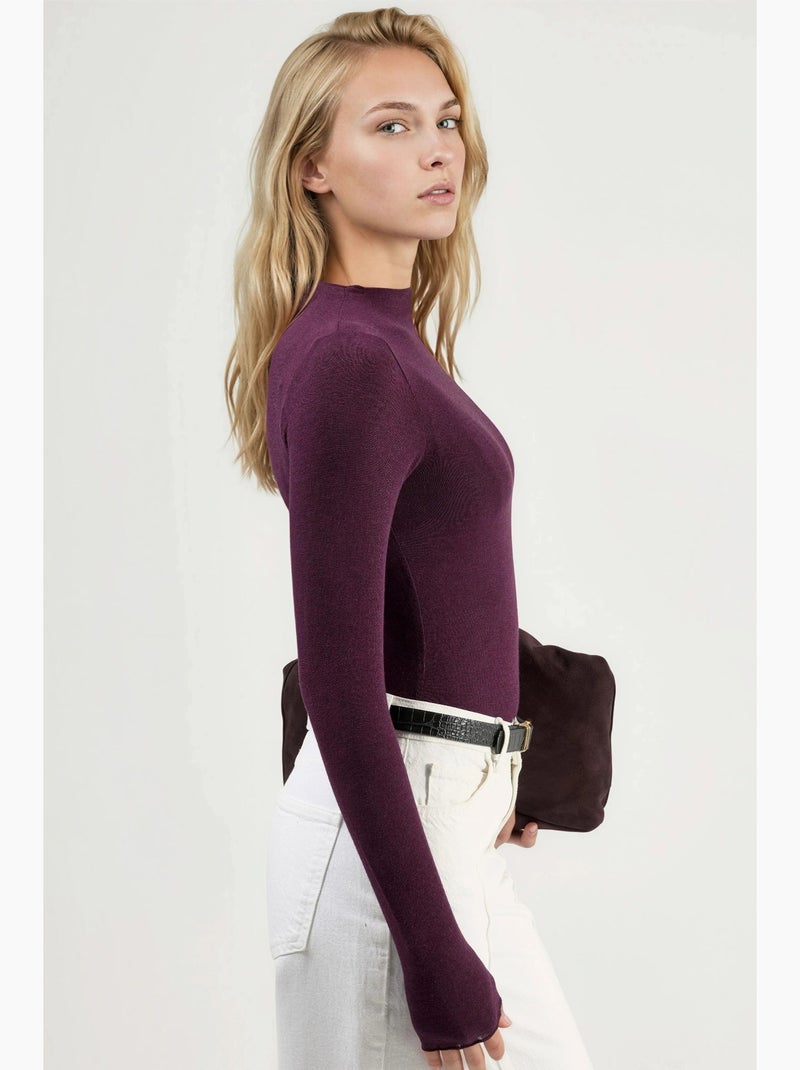 T-shirt ajusté manches longues busem Mauve - Kiabi