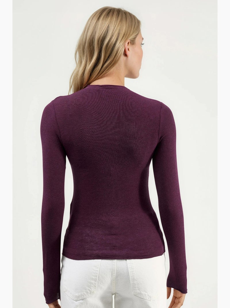 T-shirt ajusté manches longues busem Mauve - Kiabi