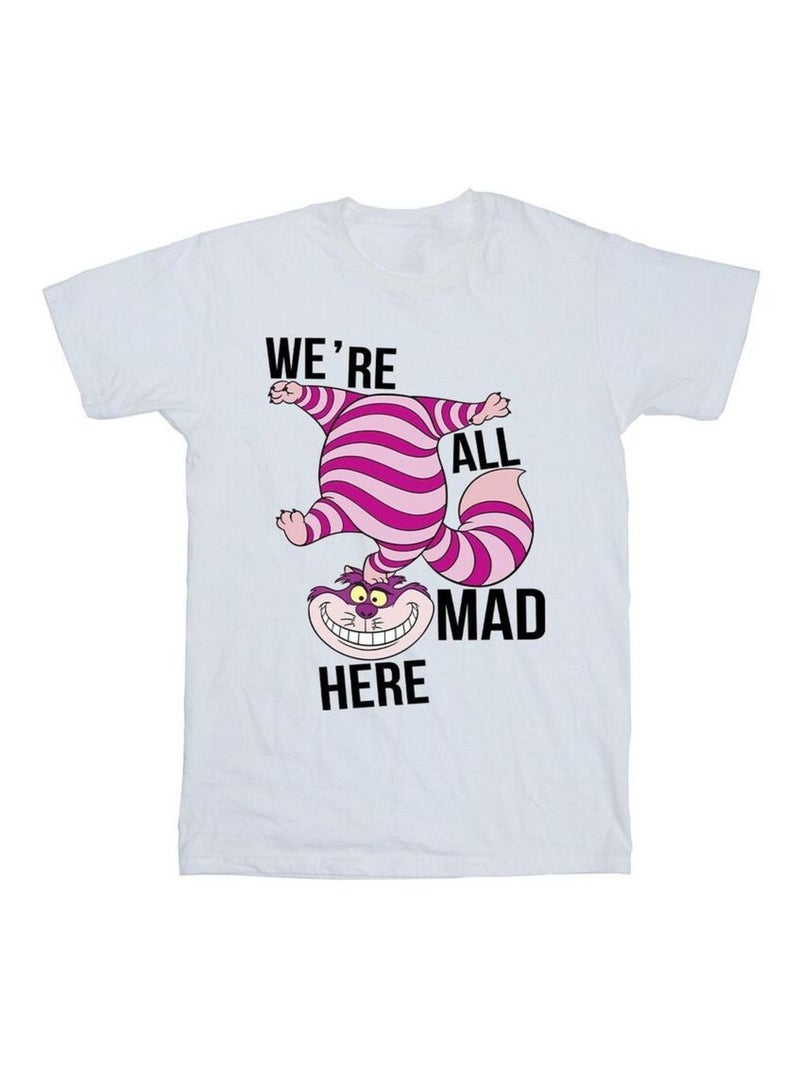 T-shirt alice au pays des merveilles all mad here - disney Blanc - Kiabi