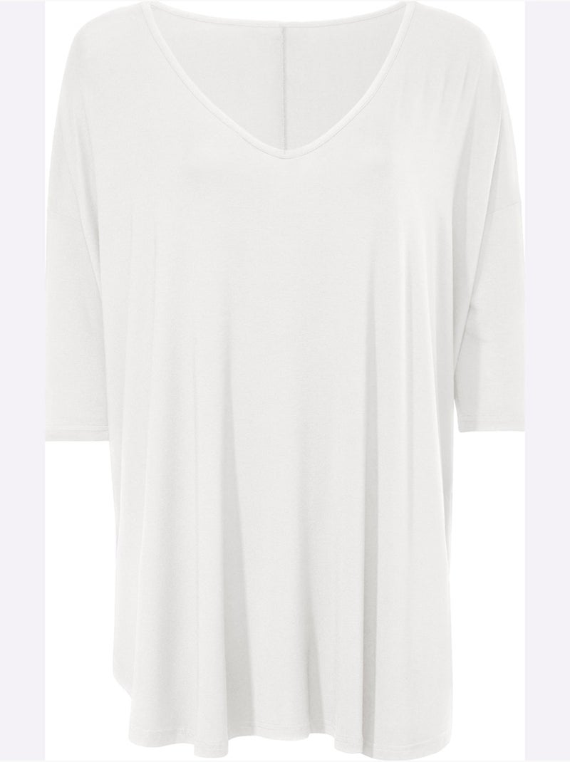 T-shirt ample - taille standard - helline Blanc cassé - Kiabi