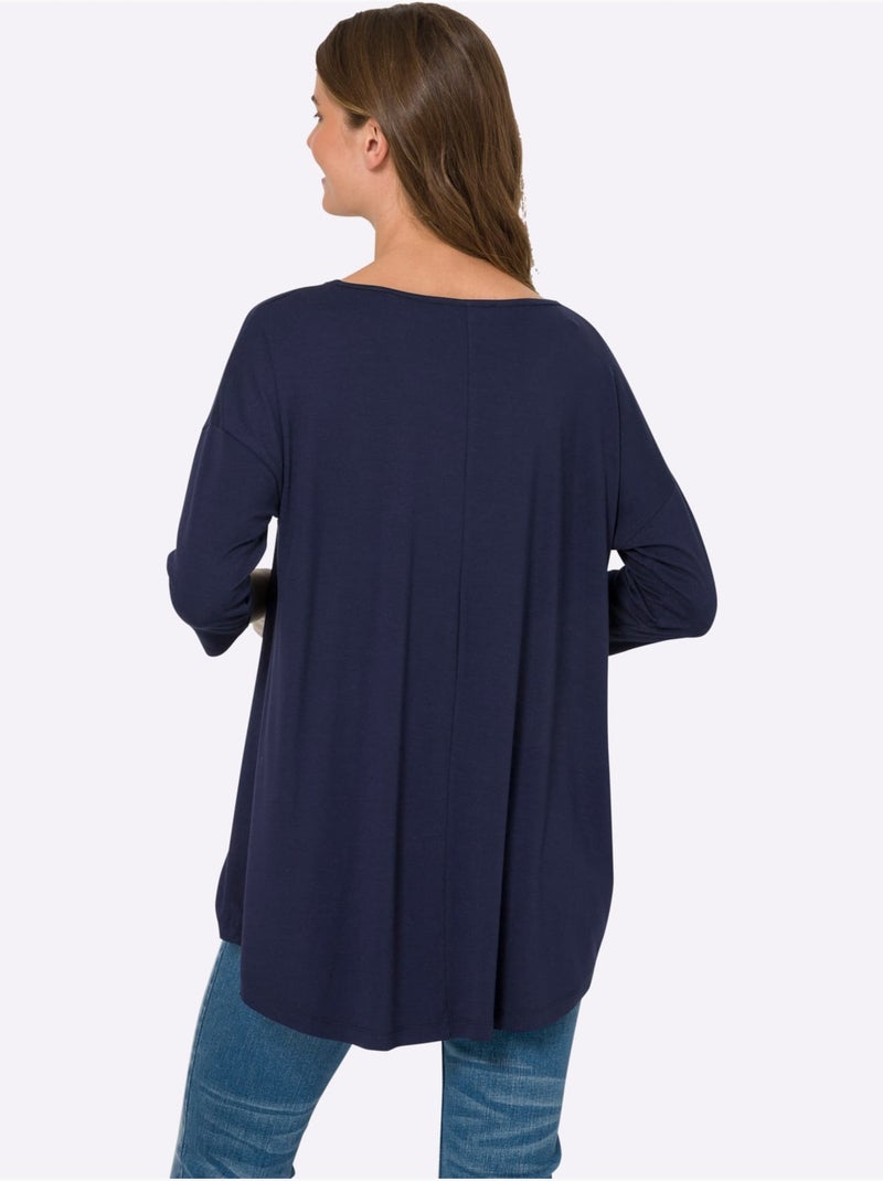 T-shirt ample - taille standard - helline Bleu marine - Kiabi