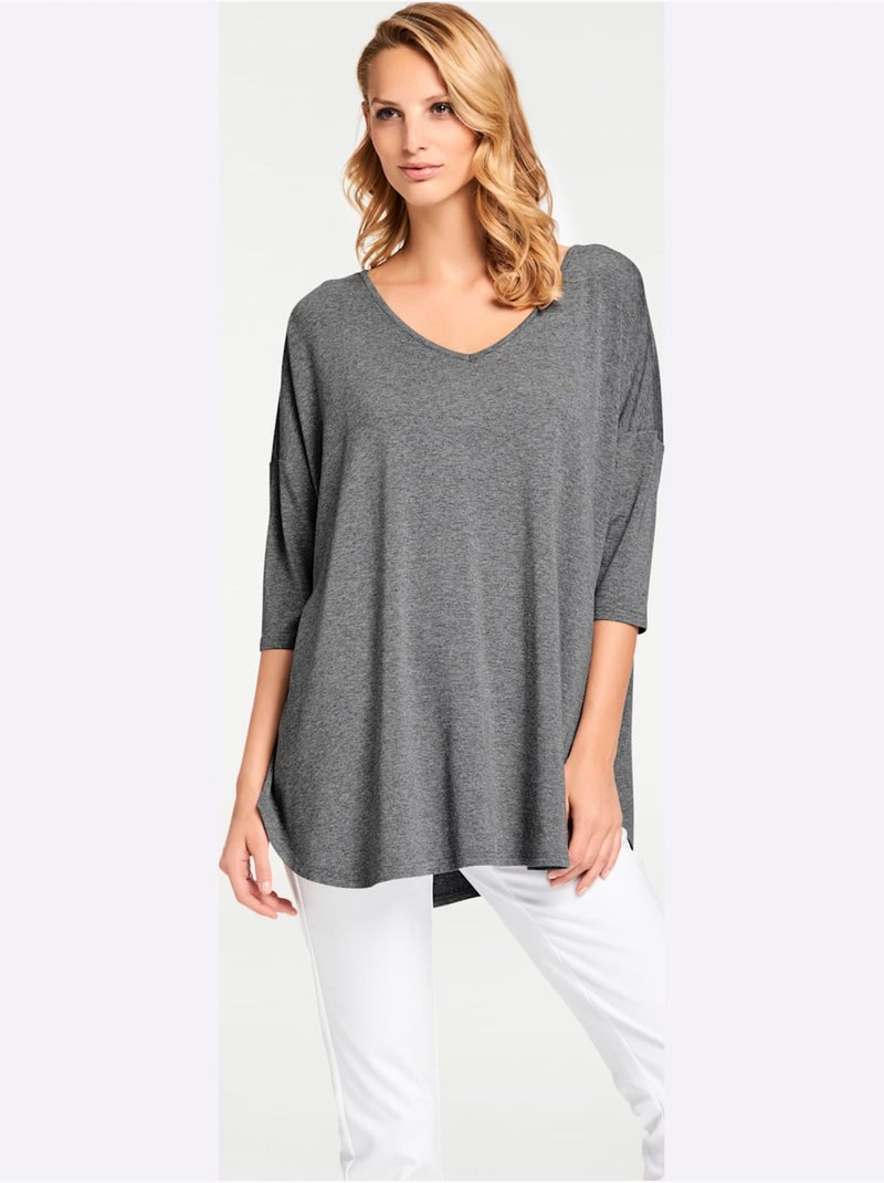 T-shirt ample - taille standard - helline Gris chiné - Kiabi