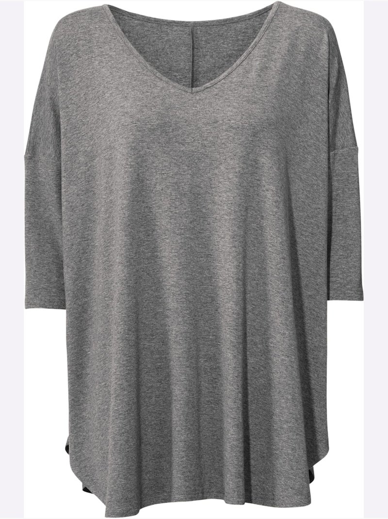 T-shirt ample - taille standard - helline Gris chiné - Kiabi