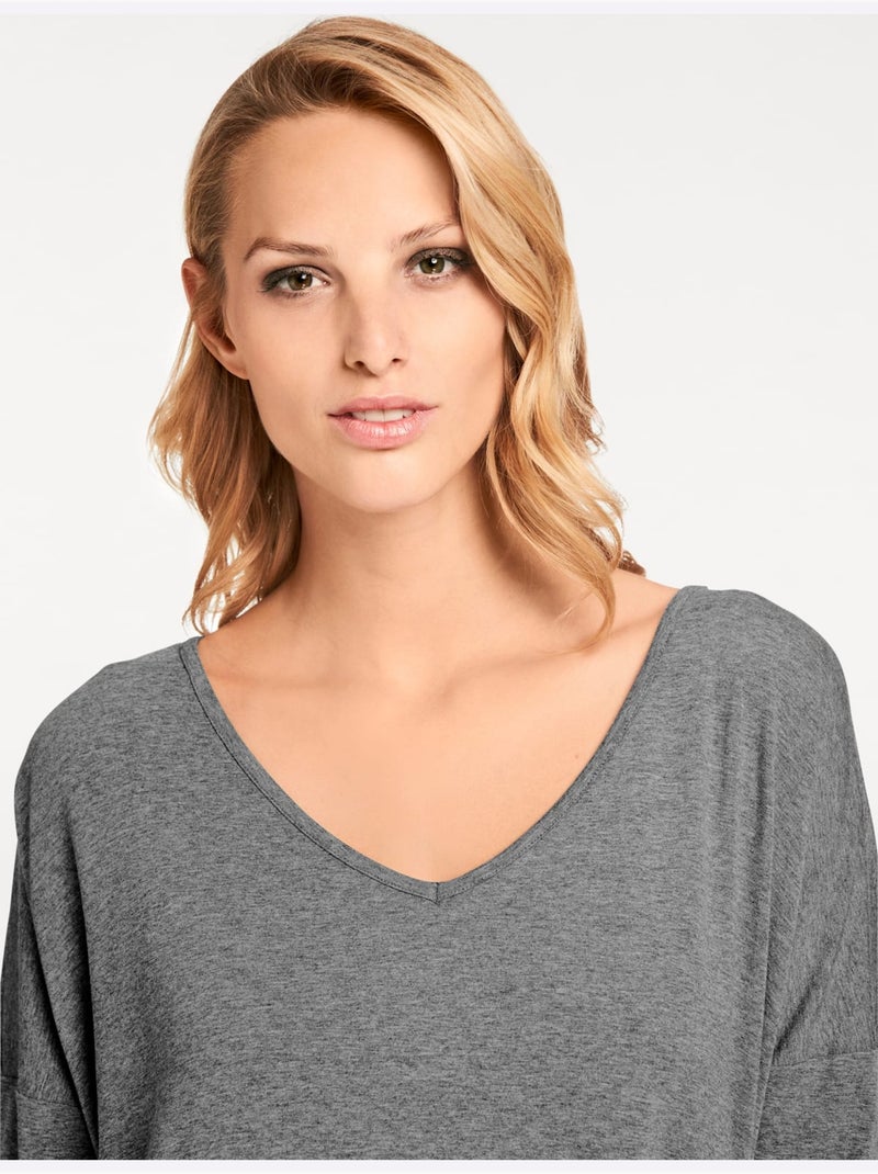T-shirt ample - taille standard - helline Gris chiné - Kiabi