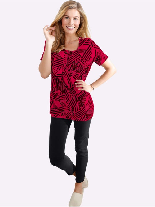 T-shirt ample à col rond avec motif graphique géométrique - Taille standard - Moda Vilona - Kiabi