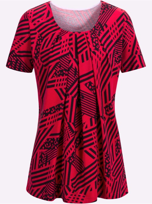T-shirt ample à col rond avec motif graphique géométrique - Taille standard - Moda Vilona - Kiabi