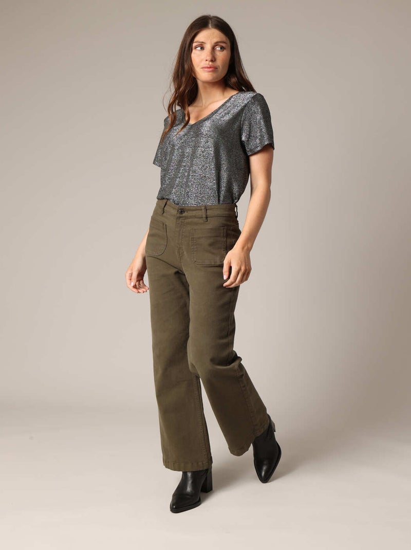 T-shirt ample avec col en V 'Deeluxe' Argent - Kiabi