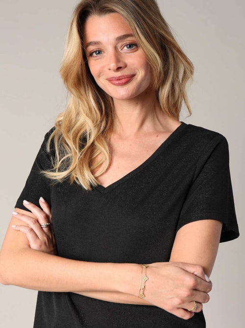 T-shirt ample avec col en V 'Deeluxe' - Kiabi