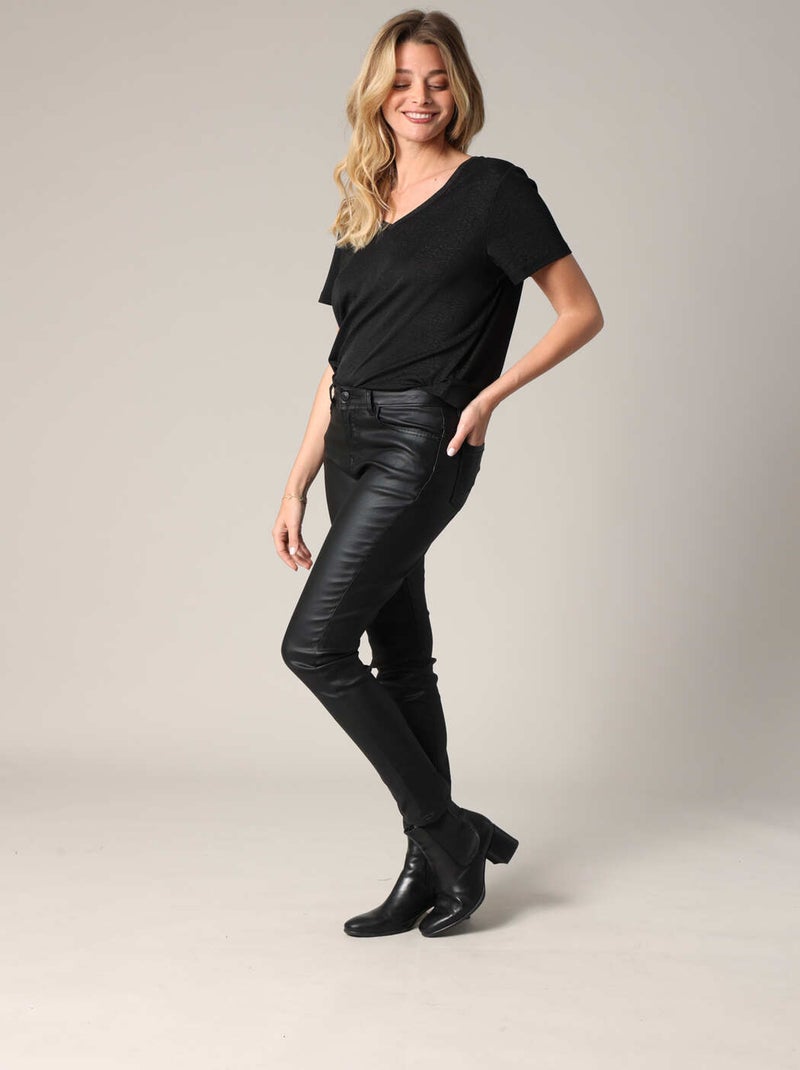 T-shirt ample avec col en V 'Deeluxe' Noir - Kiabi