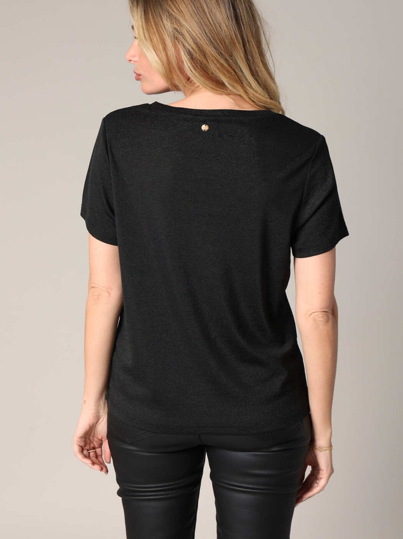 T-shirt ample avec col en V 'Deeluxe' Noir - Kiabi
