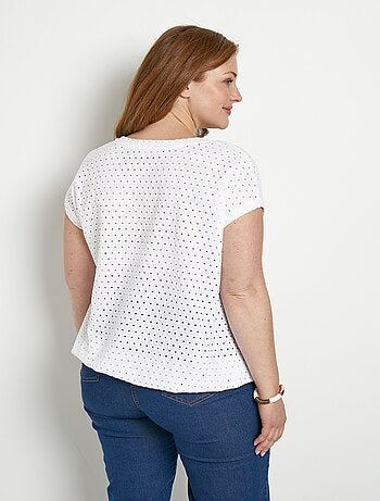 T-shirt ample blousant court uni col V