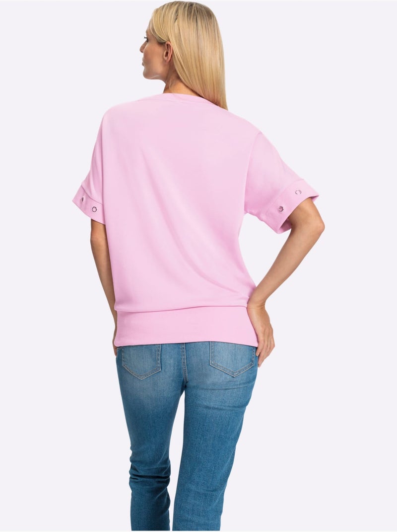 T-shirt Ample élégants Rivets Fantaisie - Taille Standard - Helline Rose - Kiabi