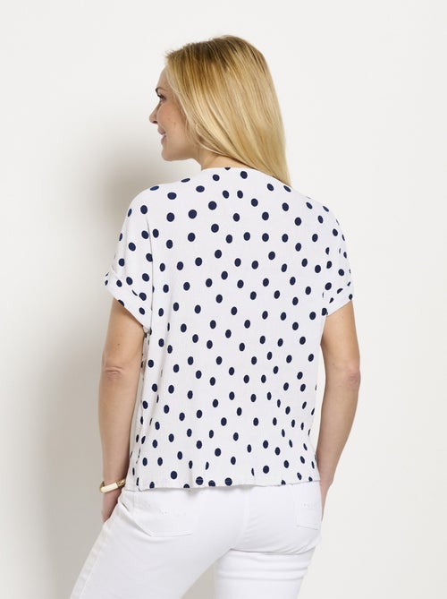 T-shirt ample imprimé pois col V - Kiabi