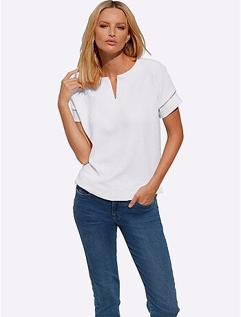 T-shirt Ample Qualité Jacquard Structurée - Taille Standard - Helline