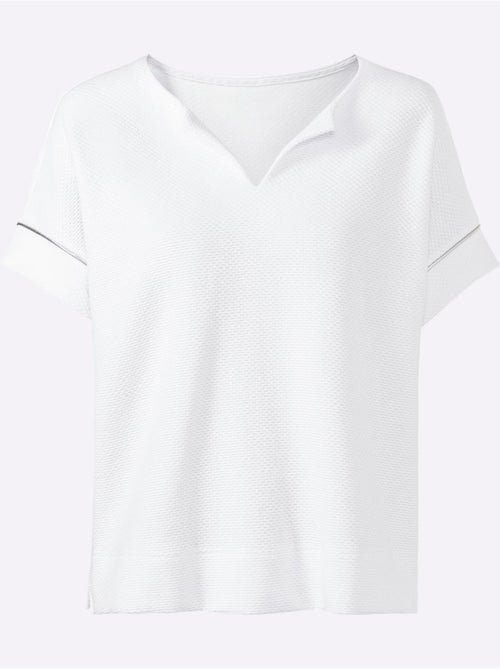 T-shirt Ample Qualité Jacquard Structurée - Taille Standard - helline - Kiabi