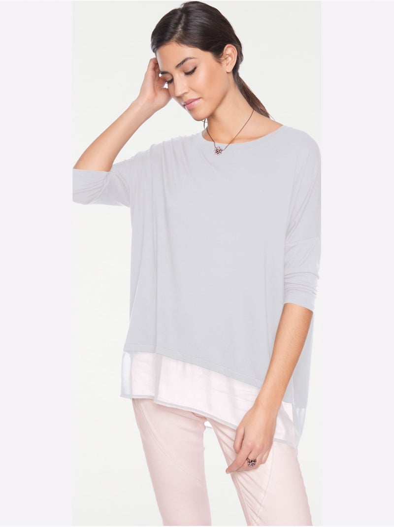 T-shirt Ample Tissu Léger à L'ourlet - Taille Standard - Helline Blanc - Kiabi