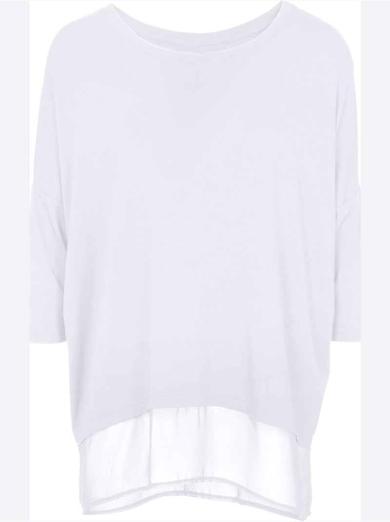 T-shirt Ample Tissu Léger à L'ourlet - Taille Standard - Helline Blanc - Kiabi