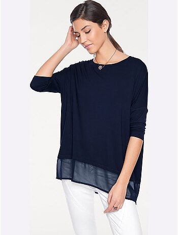 T-shirt Ample Tissu Léger à L'ourlet - Taille Standard - helline