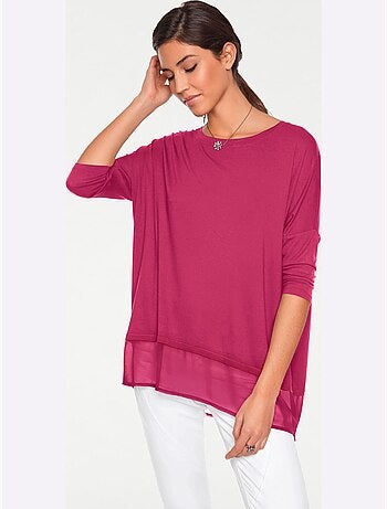 T-shirt Ample Tissu Léger à L'ourlet - Taille Standard - Helline