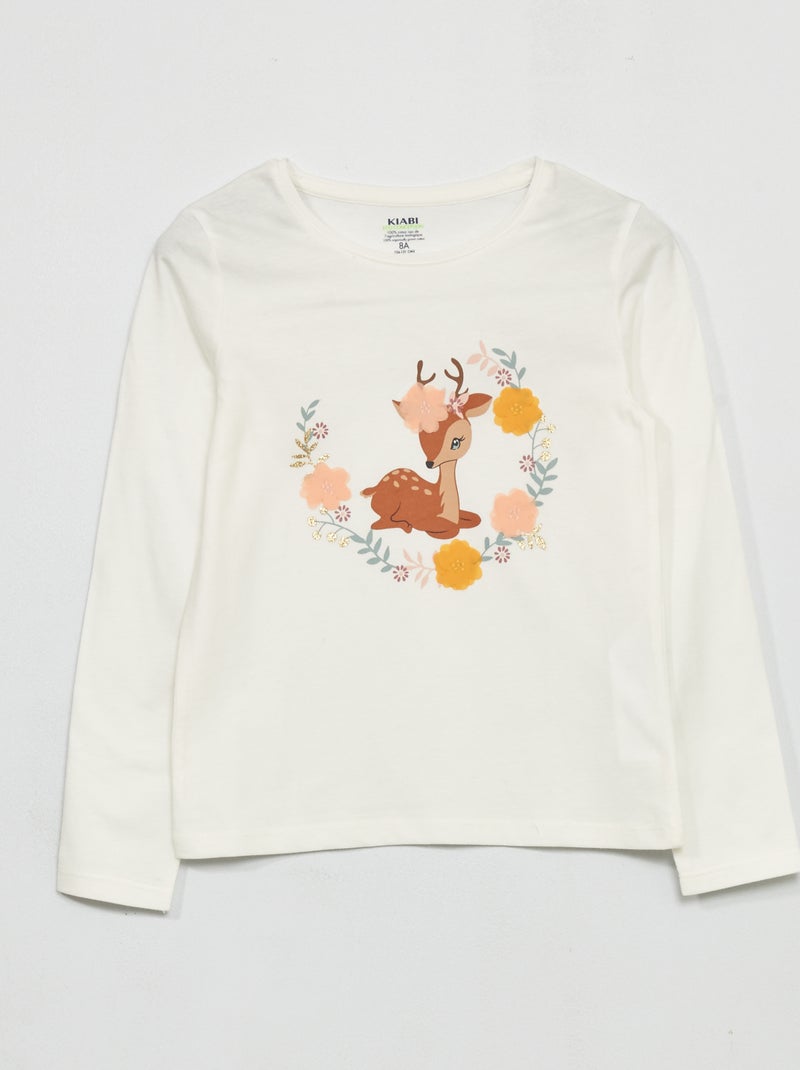 T-Shirt 'animaux' Blanc 'biche' - Kiabi