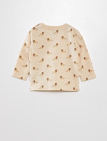 T-shirt Manches Longues Bébé Unisexe Silsbee - Coton GOTS, Imprimé, Fermeture Boutons-pression