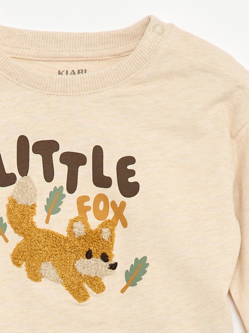 T-shirt animé maille bouclette Beige - Kiabi