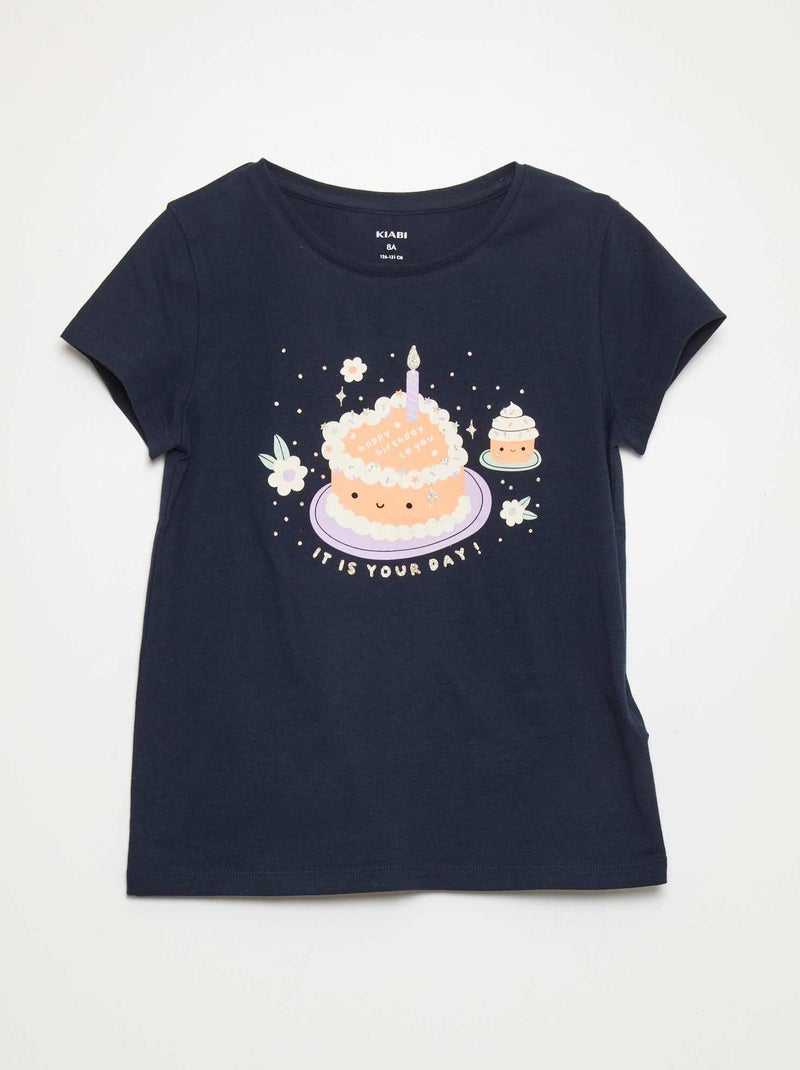 T-shirt 'Anniversaire' Bleu marine - Kiabi