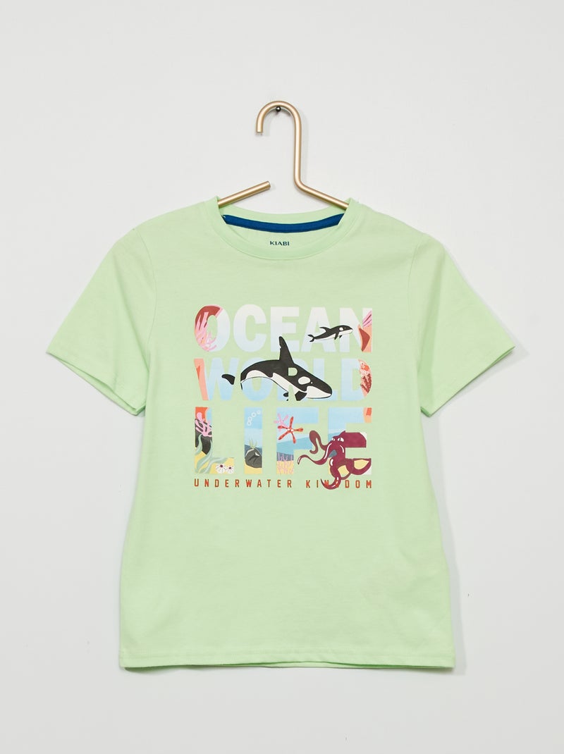 T-shirt anti-UV avec imprimé Vert - Kiabi