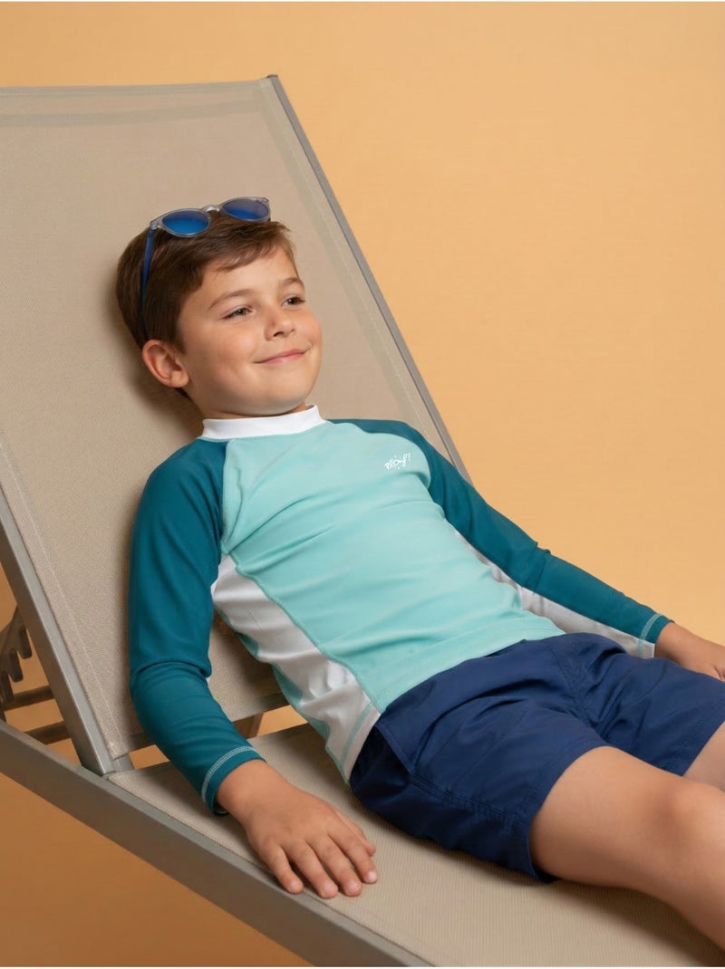 T-shirt Anti-UV garçon : Féroce Blanc Vert Bleu - Kiabi