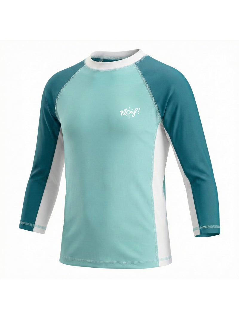 T-shirt Anti-UV garçon : Féroce Blanc Vert Bleu - Kiabi