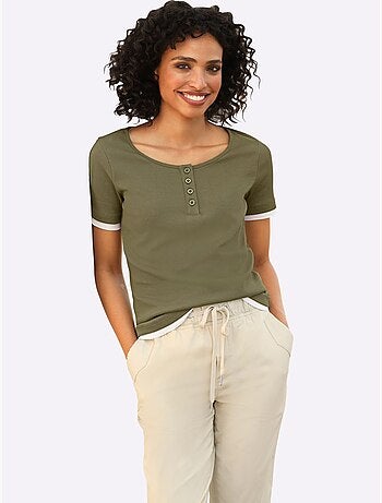 T-shirt Aspect Côtelé Mode - Taille Standard - Helline