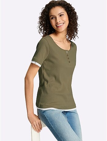 T-shirt Aspect Côtelé Mode - Taille Standard - Helline