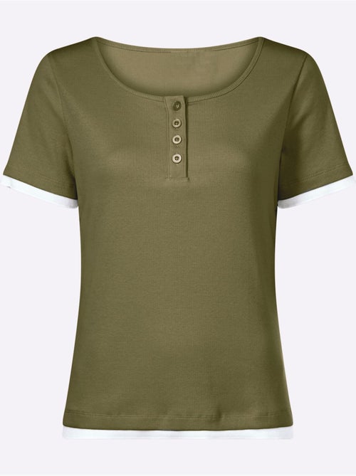 T-shirt Aspect Côtelé Mode - Taille Standard - Helline - Kiabi T-shirt Aspect Côtelé Mode - Taille Standard - Helline - Kiabi
