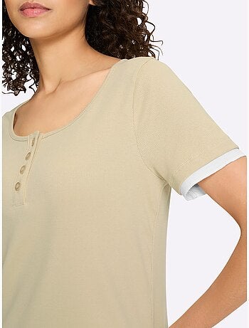 T-shirt Aspect Côtelé Mode - Taille Standard - Helline