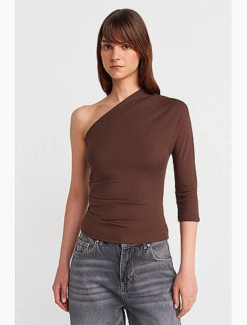 T-shirt asymétrique découpé manches longues dilvin