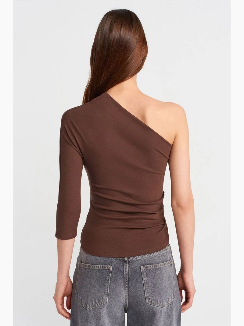 T-shirt asymétrique découpé manches longues dilvin Marron - Kiabi