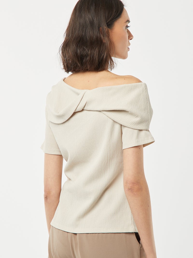 T-shirt asymétrique en maille crêpe Beige - Kiabi