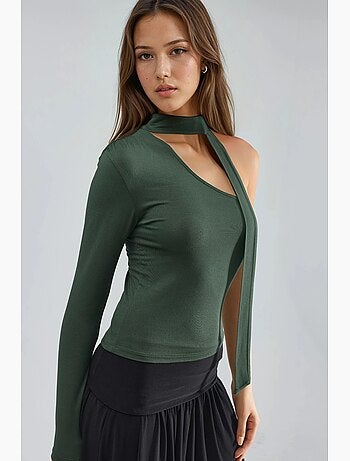 T-shirt asymétrique une manche détail foulard busem