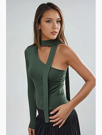 T-shirt asymétrique une manche détail foulard busem