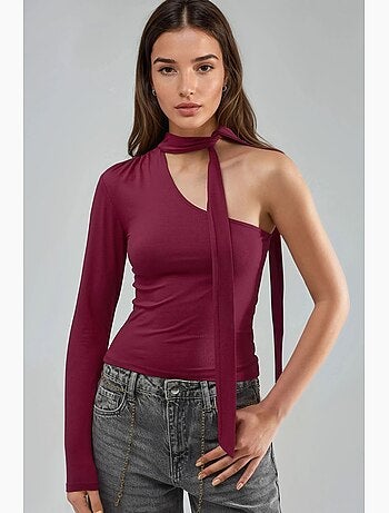 T-shirt asymétrique une manche détail foulard busem