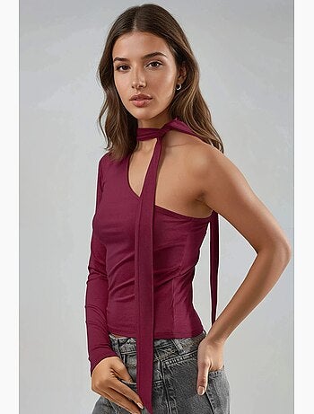 T-shirt asymétrique une manche détail foulard busem