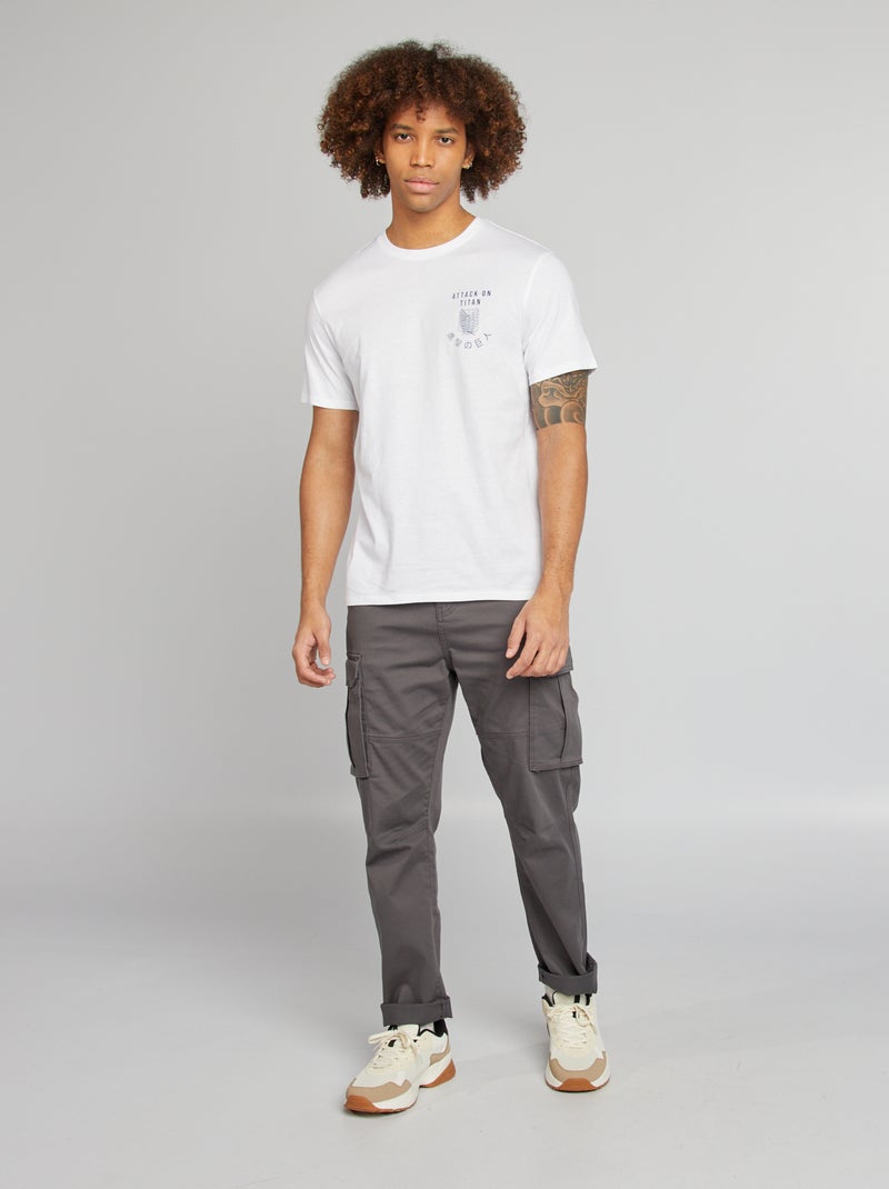 T-shirt 'attaque des Titans' manches courtes blanc - Kiabi
