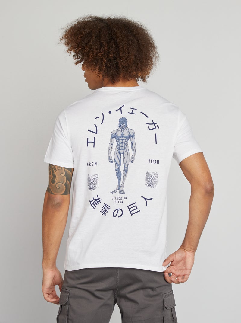 T-shirt 'attaque des Titans' manches courtes blanc - Kiabi